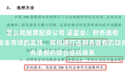 怎么找股票配资公司 证监会：财务造假触碰的是资本市场的底线，将构建打击财务造假的综合惩防体系